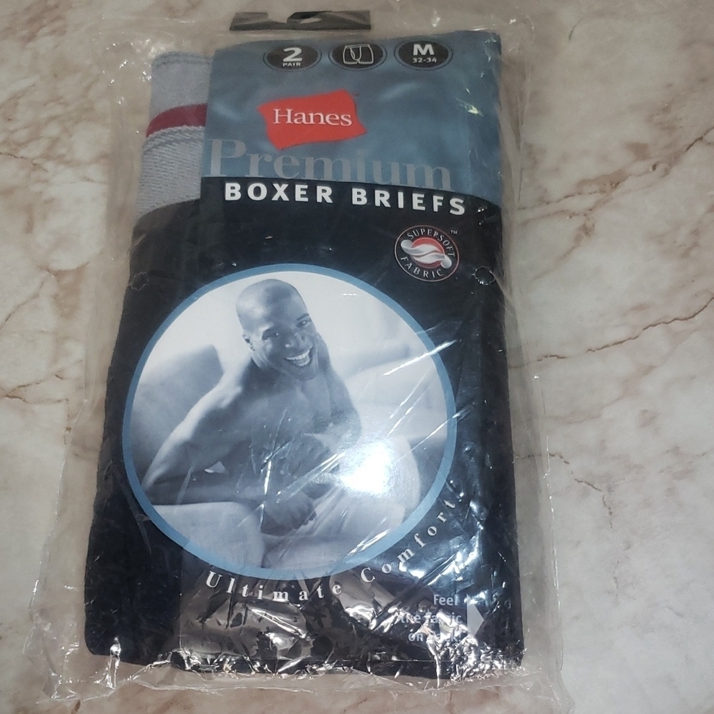Hanes Black Boxer Briefs Premium Comfort Size M